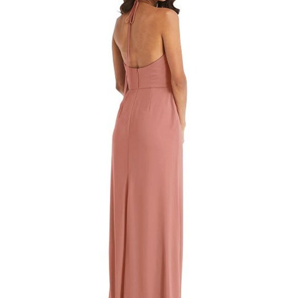Spaghetti Strap Tie Halter Backless Trumpet Gown - Picture 2 of 3